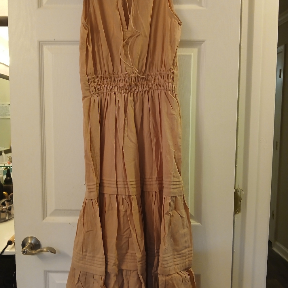 Pampelone NWT Pink Mauve BOHO Sleeveless Festival Spring Ruffle Maxi Dress-S - Picture 13 of 16